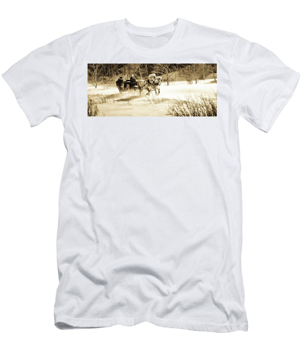 1 a Sleigh Is Pulled By Two Black Horses Steve Glass T-Shirt