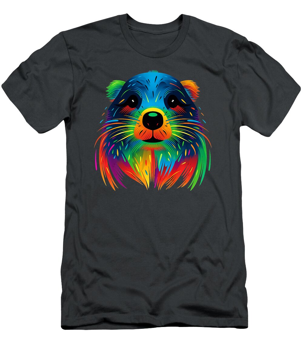 1 Beaver Face Cute and Funny Colorful Animal Art Lover Dhbubble T-Shirt