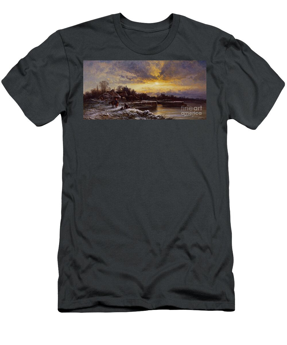 A Winter Landscape Evening By George Augustus Williams George Augustus Williams T-Shirt