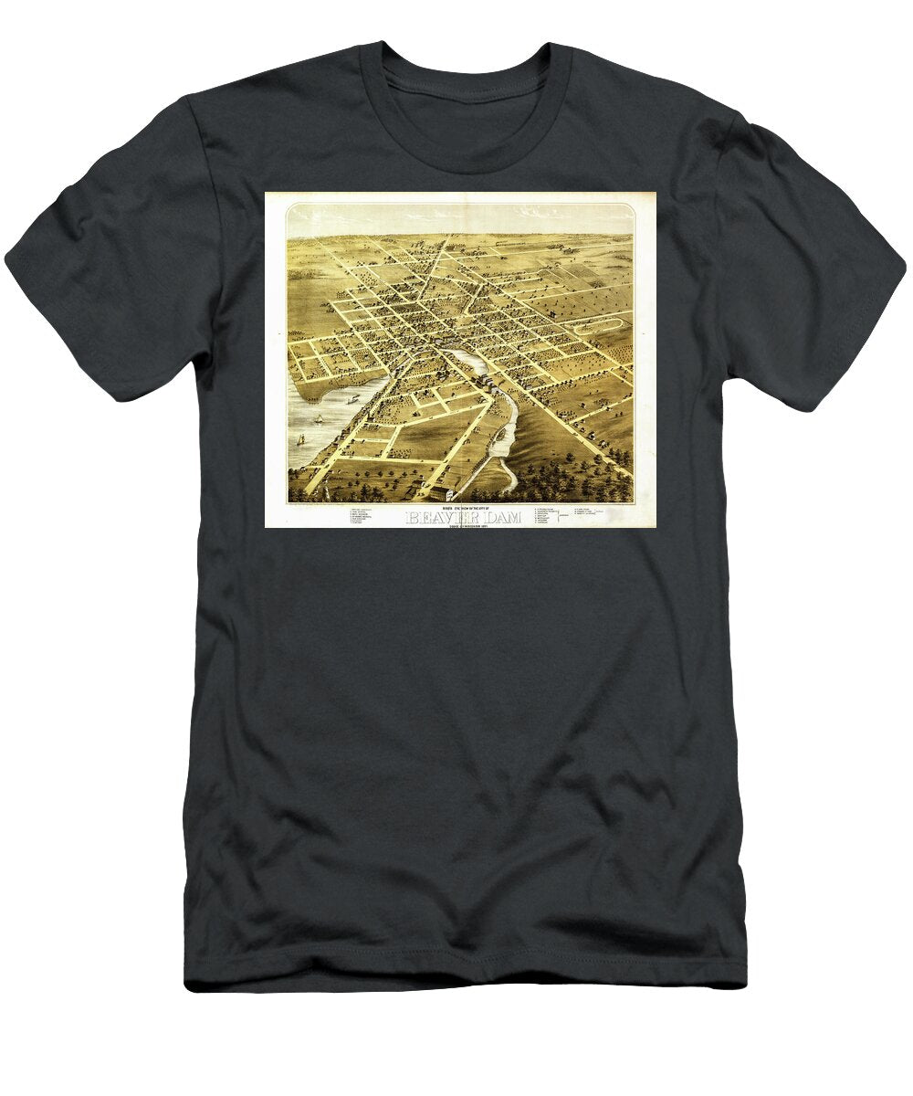 Antique Map Beaver Dam Wisconsin 1876 Joseph S Giacalone T-Shirt