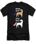 Before After Acro Donkey Horse Vs Unicorn Funny Noirty Designs T-Shirt