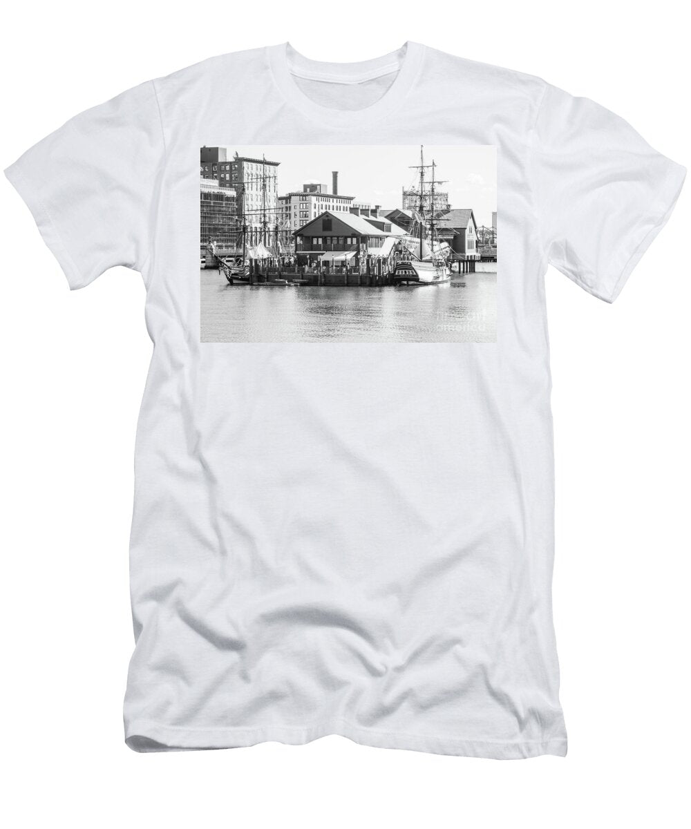 Boston Tea Party Ships and Museum Black and White Paul Velgos T-Shirt