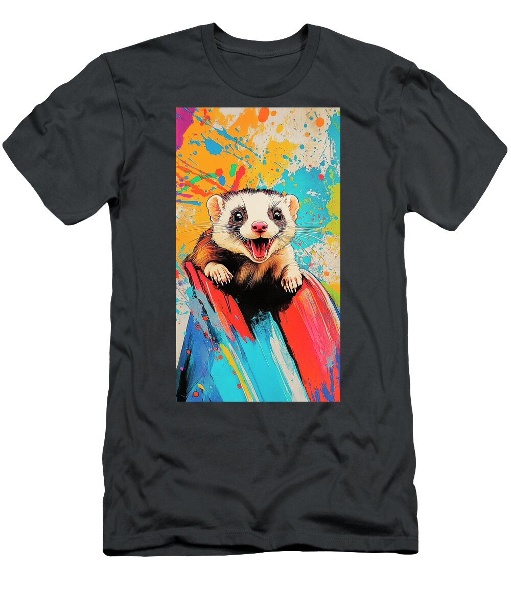 Cheerful Ferret in Vibrant Colors Cortez Schinner T-Shirt