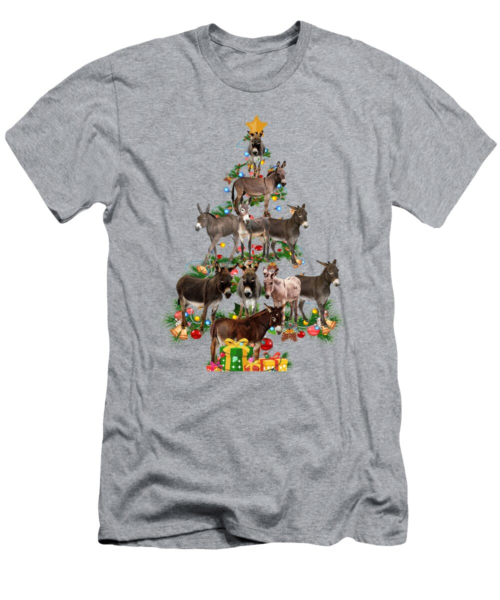 Funny Donkey Merry Christmas Tree Donkey Lover Farm Xmas Moncef Bobbie T-Shirt