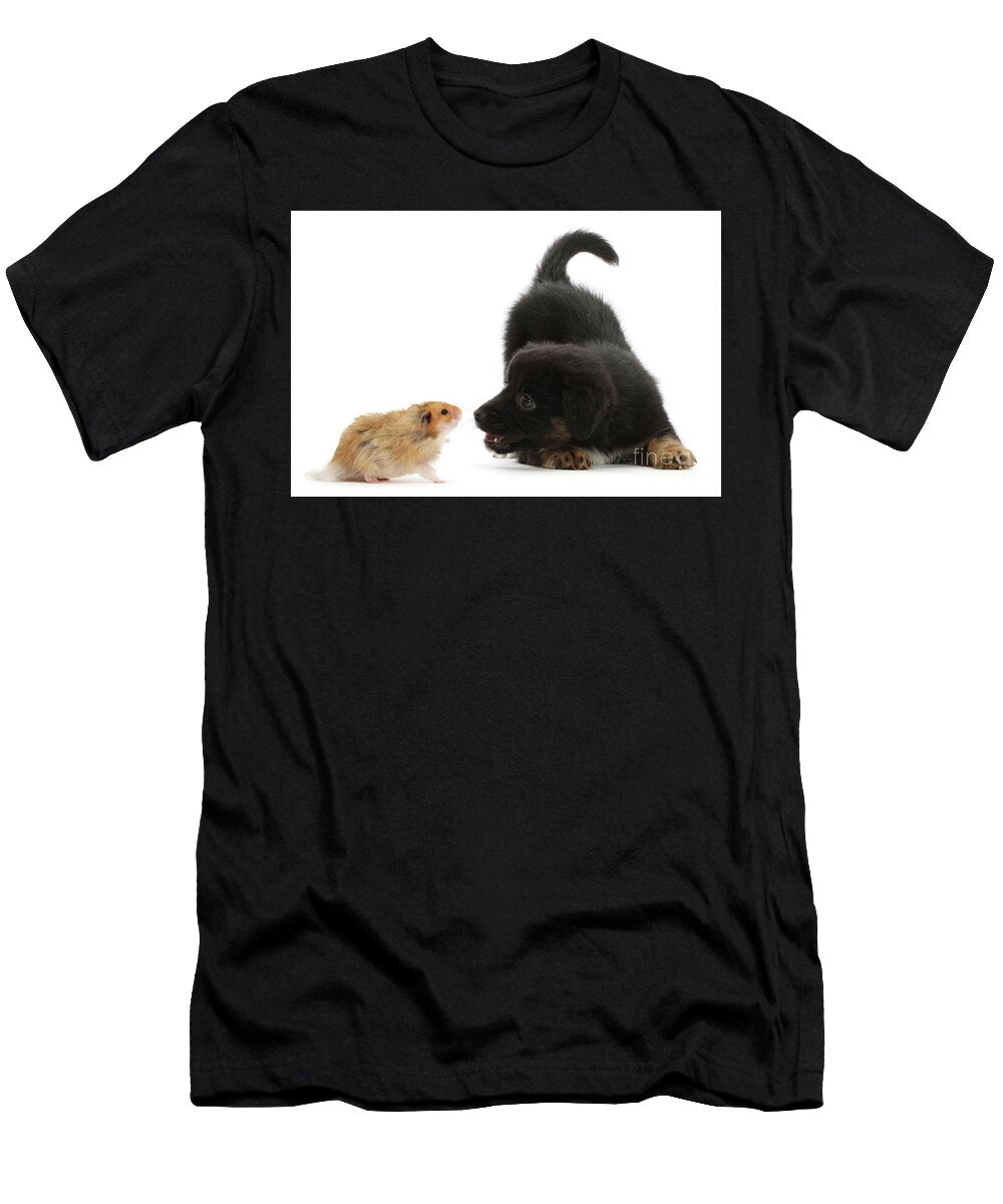 Hamster and Puppy Face Off Warren Photographic T-Shirt