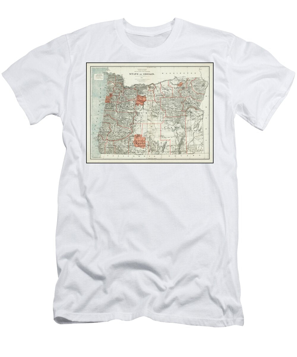 State of Oregon Historical Map 1889 Carol Japp T-Shirt