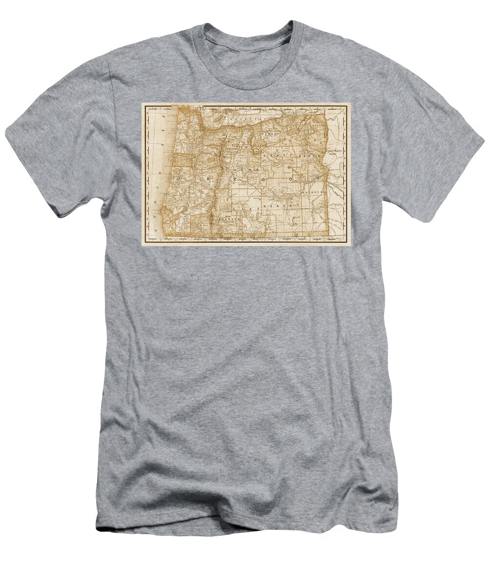 State of Oregon Vintage Map 1889 Sepia Carol Japp T-Shirt